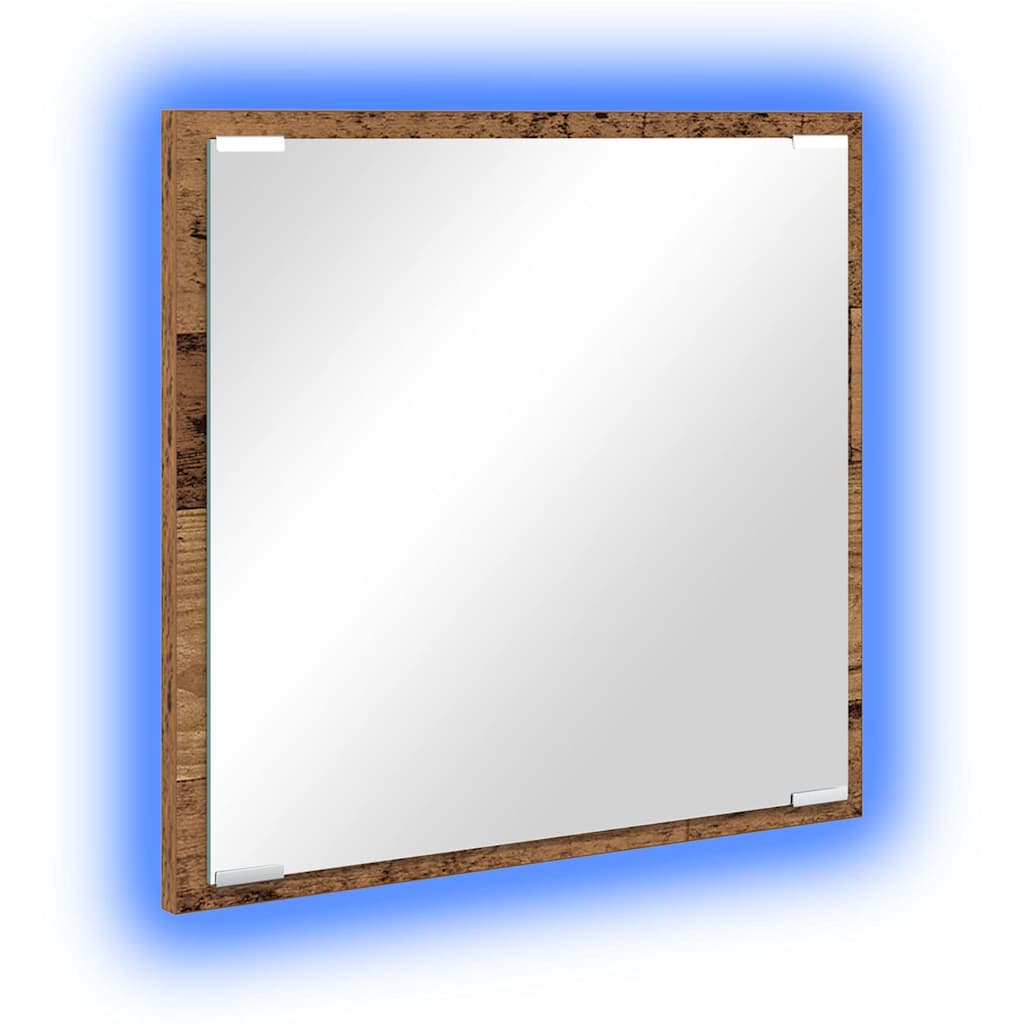 Καθρέφτης μπάνιου LED Επιτοίχιο Παλιό Ξύλο 40 x 37 x 8.5 εκ. - Pakobazaar