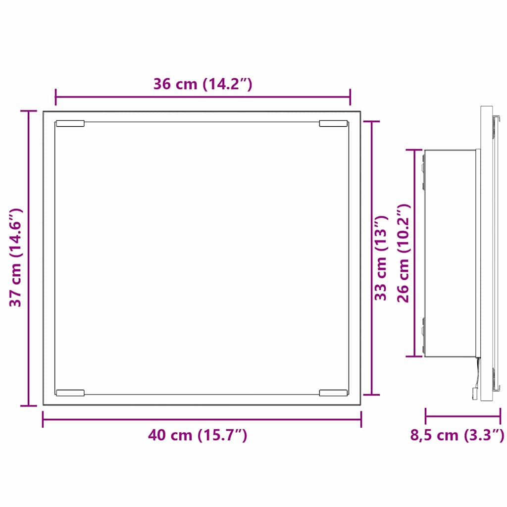 Καθρέφτης μπάνιου LED Επιτοίχιο Παλιό Ξύλο 40 x 37 x 8.5 εκ. - Pakobazaar