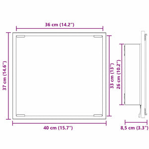 Καθρέφτης μπάνιου LED Επιτοίχιο Μαύρη Οξυά 40 x 37 x 8.5 εκ. - Pakobazaar