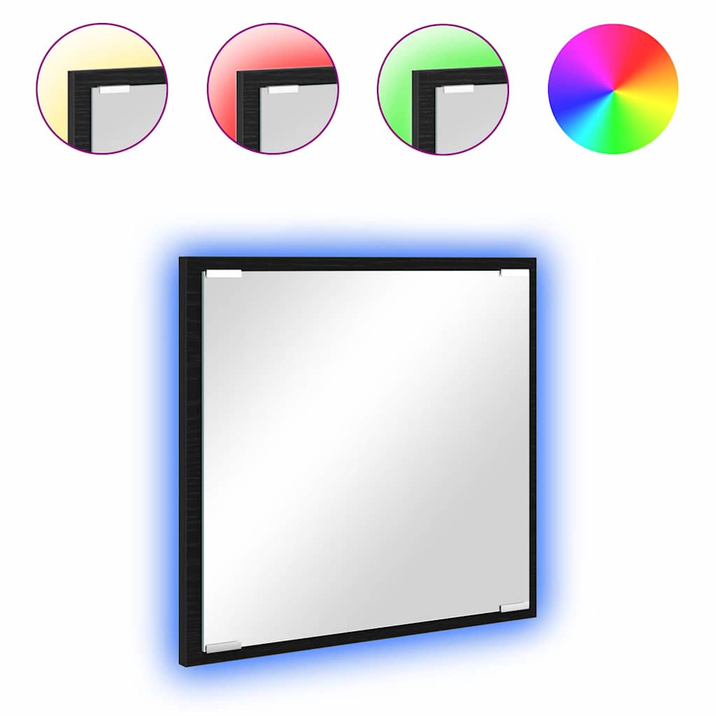 Καθρέφτης μπάνιου LED Επιτοίχιο Μαύρη Οξυά 40 x 37 x 8.5 εκ. - Pakobazaar