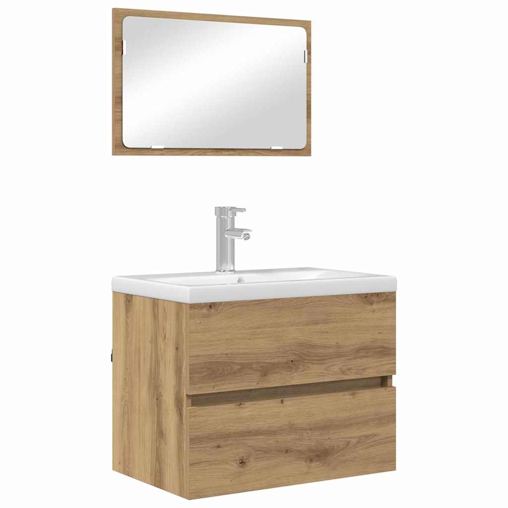 Σετ Επίπλων Μπάνιου με συρτάρι Επιτοίχιο 2 pcs Artisan Oak - Pakobazaar