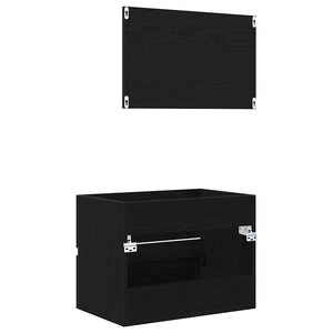 Σετ Επίπλων Μπάνιου με συρτάρι Επιτοίχιο 2 pcs Μαύρη Οξυά - Pakobazaar