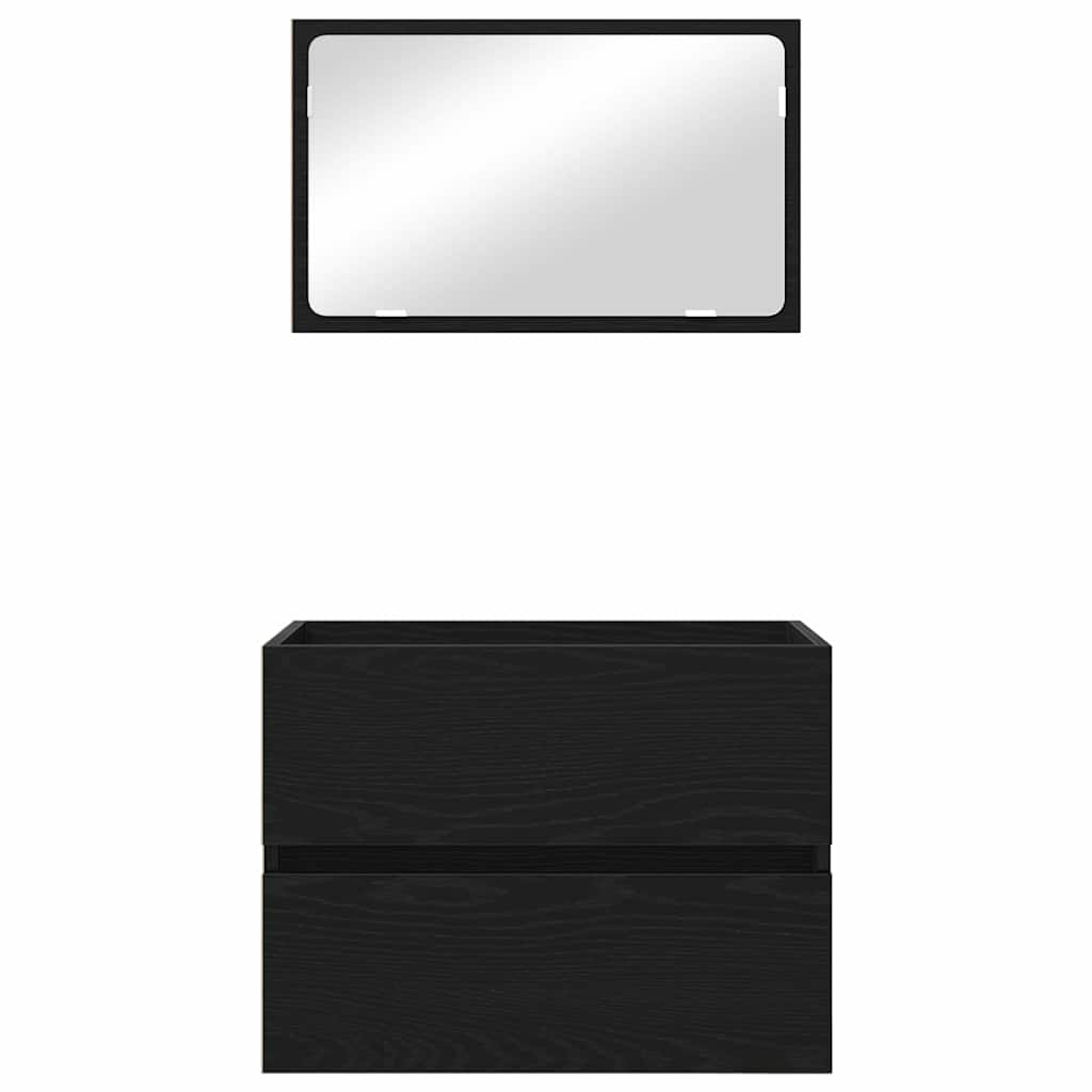 Σετ Επίπλων Μπάνιου με συρτάρι Επιτοίχιο 2 pcs Μαύρη Οξυά - Pakobazaar