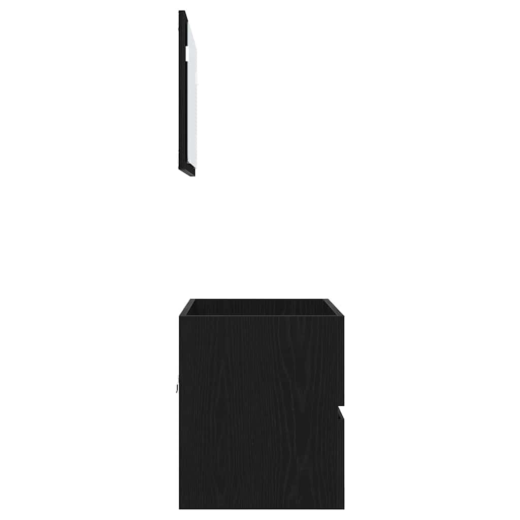 Σετ Επίπλων Μπάνιου με συρτάρι Επιτοίχιο 2 pcs Μαύρη Οξυά - Pakobazaar