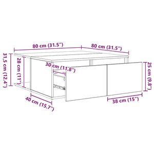Τραπεζάκι σαλονιού Μαύρη δρυς 80 x 80 x 31 cm