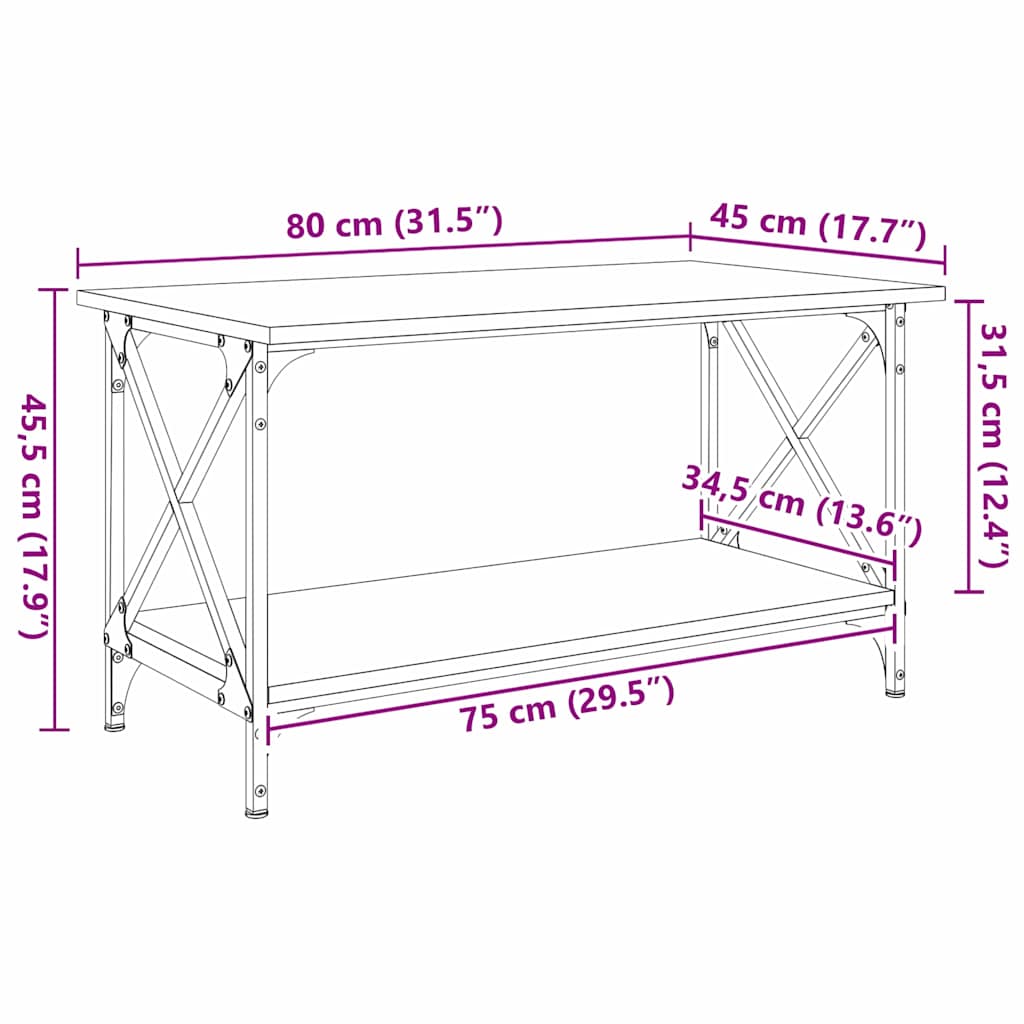 Τραπεζάκι σαλονιού Μαύρη δρυς 80 x 45 x 45.5 εκ. - Pakobazaar
