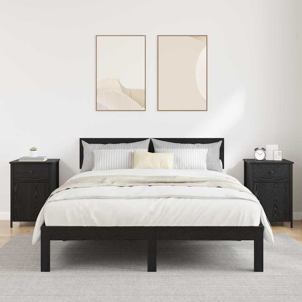 Κομοδίνο 2 pcs Μαύρη Οξυά 40 x 42 x 60 εκ. Επεξεργασμένο ξύλο