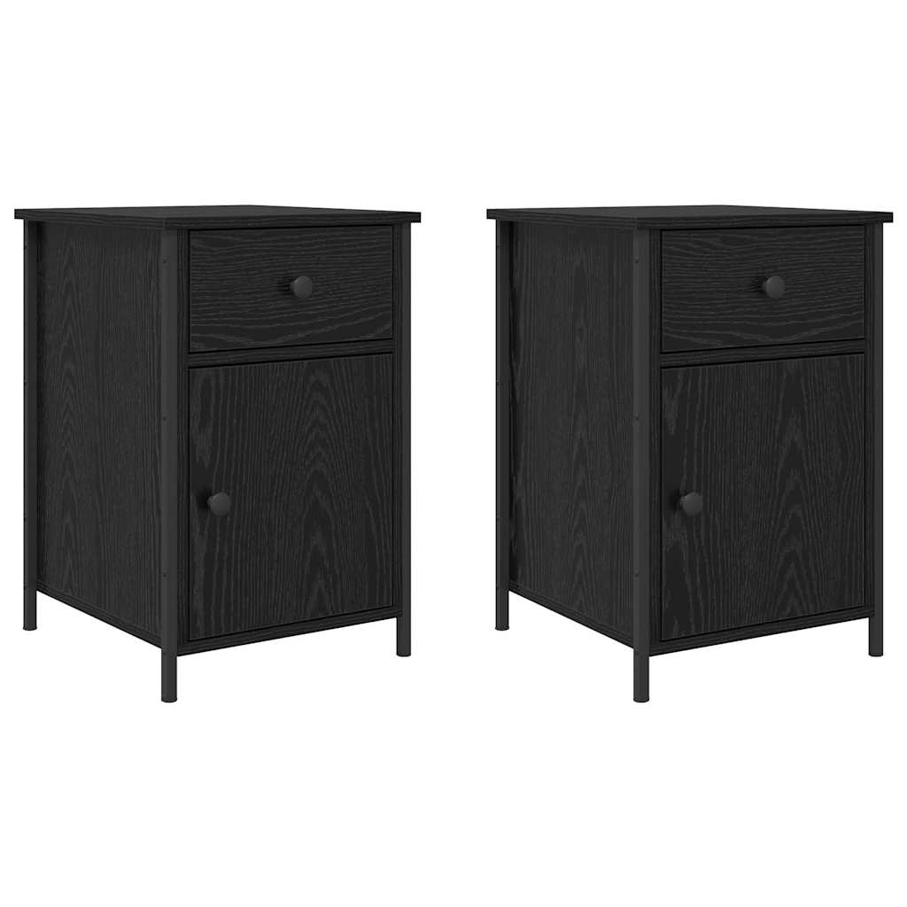 Κομοδίνο 2 pcs Μαύρη Οξυά 40 x 42 x 60 εκ. Επεξεργασμένο ξύλο