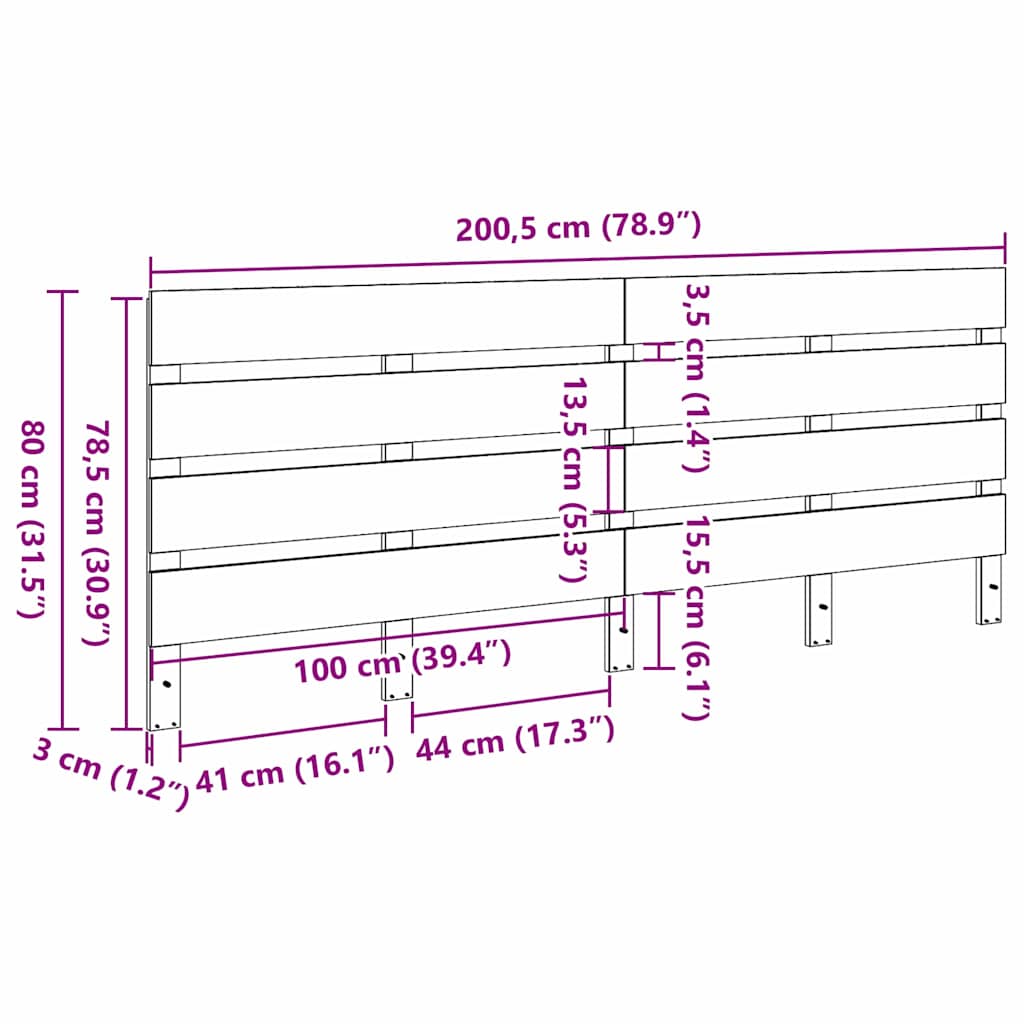 Κεφαλάρι Κερωτό καφέ 200,5 x 3 x 80 cm Στερεά ξυλεία πεύκου