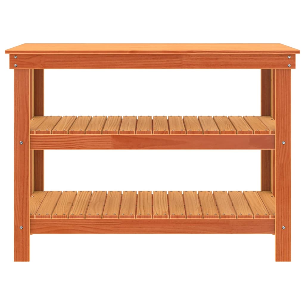 Πάγκος εργασίας με ράφι Καφέ κεριού 110,5 x 50 x 80 cm