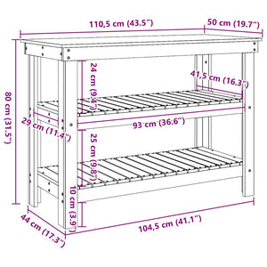 Πάγκος εργασίας με ράφι Καφέ κεριού 110,5 x 50 x 80 cm