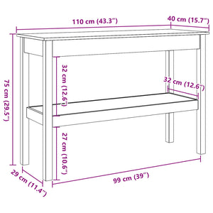 Τραπέζι κονσόλας Κερωμένο καφέ 110 x 40 x 75 cm Στερεό πεύκο