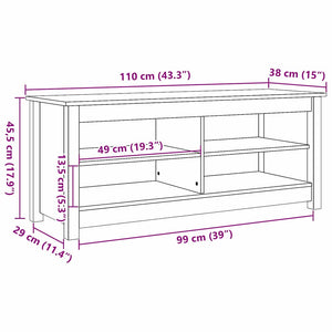 Παγκάκι με αποθήκευση 110 x 38 x 45,5 εκ Μασίφ Ξύλο Πεύκου