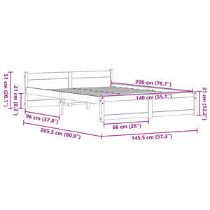 Σκελετός Κρεβατιού Κερωτό καφέ 205,5 x 145,5 x 51 εκ.