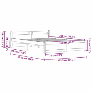Σκελετός Κρεβατιού Κερωτό καφέ 205,5 x 155,5 x 51 εκ.