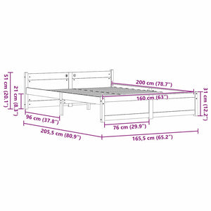 Σκελετός Κρεβατιού Κερωτό καφέ 205,5 x 165,5 x 51 εκ.