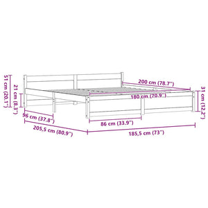 Σκελετός Κρεβατιού Κερωτό καφέ 205,5 x 185,5 x 51 εκ.