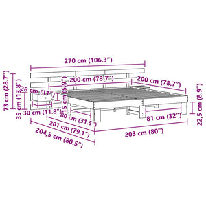 Σκελετός Κρεβατιού Λευκό 200 x 200 cm Στερεά ξυλεία πεύκου