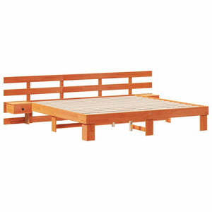 Σκελετός Κρεβατιού Καφέ 200 x 200 cm Στερεά ξυλεία πεύκου