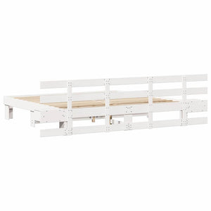 Σκελετός Κρεβατιού Λευκό 180 x 200 cm Στερεά ξυλεία πεύκου - Pakobazaar