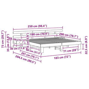 Σκελετός Κρεβατιού Λευκό 180 x 200 cm Στερεά ξυλεία πεύκου - Pakobazaar