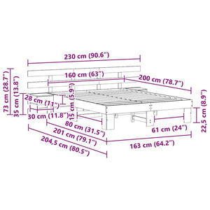Σκελετός Κρεβατιού Καφέ 160 x 200 cm Στερεά ξυλεία πεύκου - Pakobazaar