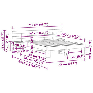 Σκελετός Κρεβατιού Καφέ 140 x 200 cm Στερεά ξυλεία πεύκου - Pakobazaar