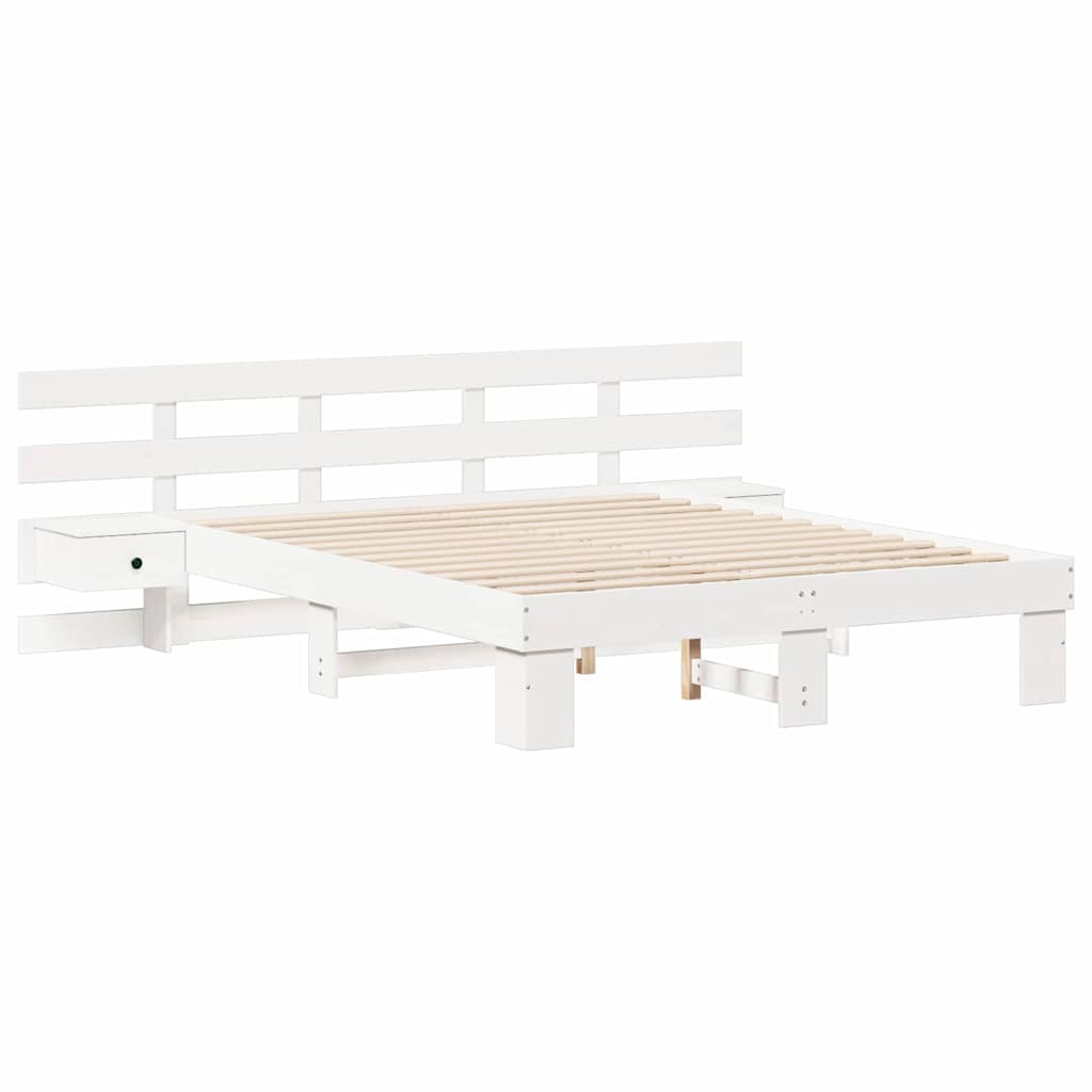 Σκελετός Κρεβατιού Λευκό 140 x 200 cm Στερεά ξυλεία πεύκου - Pakobazaar