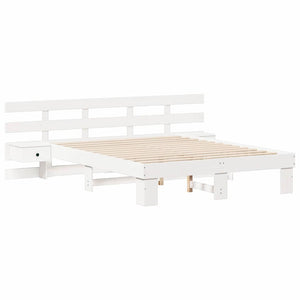Σκελετός Κρεβατιού Λευκό 140 x 200 cm Στερεά ξυλεία πεύκου - Pakobazaar