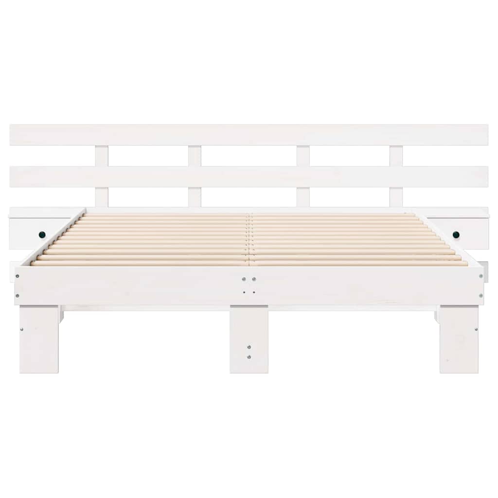 Σκελετός Κρεβατιού Λευκό 140 x 200 cm Στερεά ξυλεία πεύκου - Pakobazaar