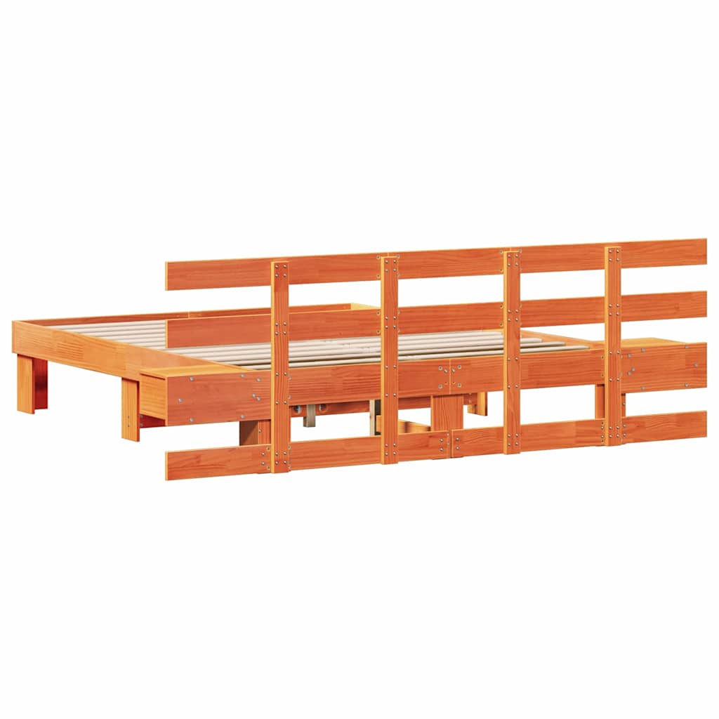 Σκελετός Κρεβατιού Καφέ 140 x 200 cm Στερεά ξυλεία πεύκου - Pakobazaar