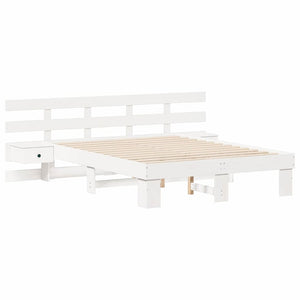 Σκελετός Κρεβατιού Λευκό 140 x 190 cm Στερεά ξυλεία πεύκου - Pakobazaar
