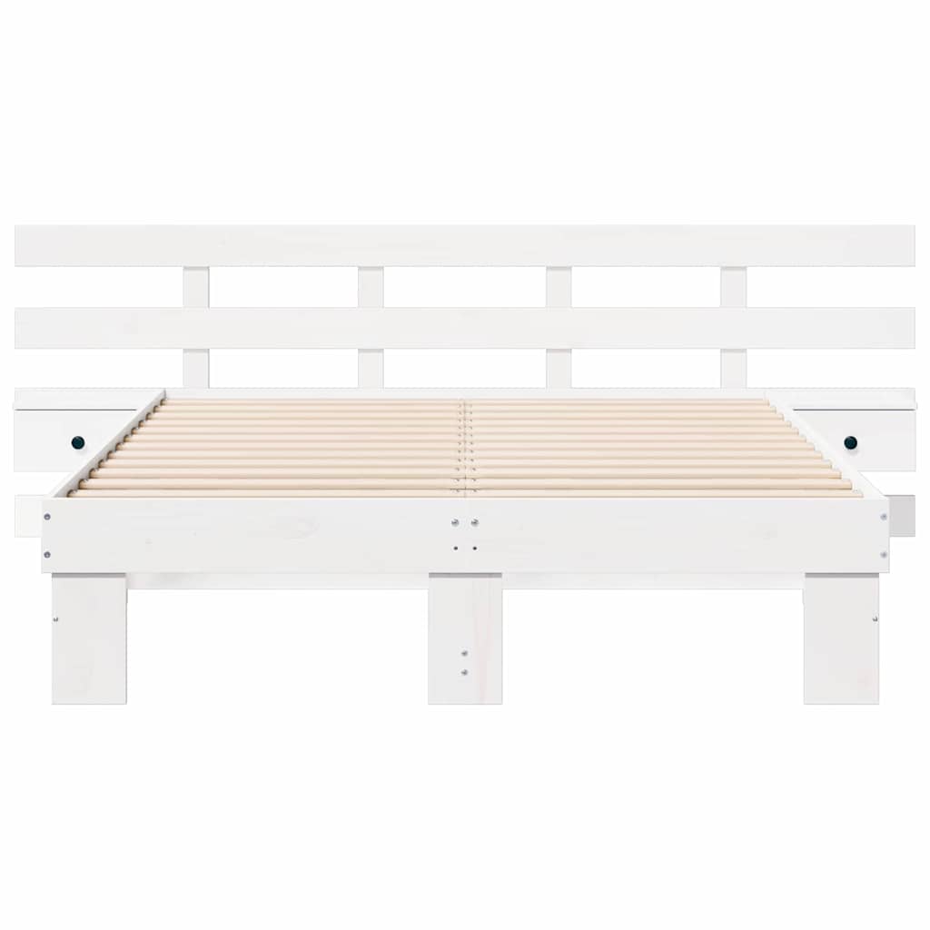Σκελετός Κρεβατιού Λευκό 140 x 190 cm Στερεά ξυλεία πεύκου - Pakobazaar