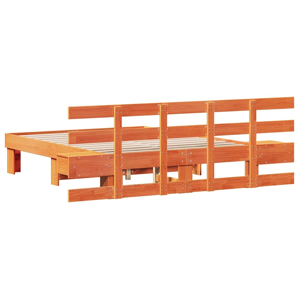 Σκελετός Κρεβατιού Καφέ 140 x 190 cm Στερεά ξυλεία πεύκου - Pakobazaar