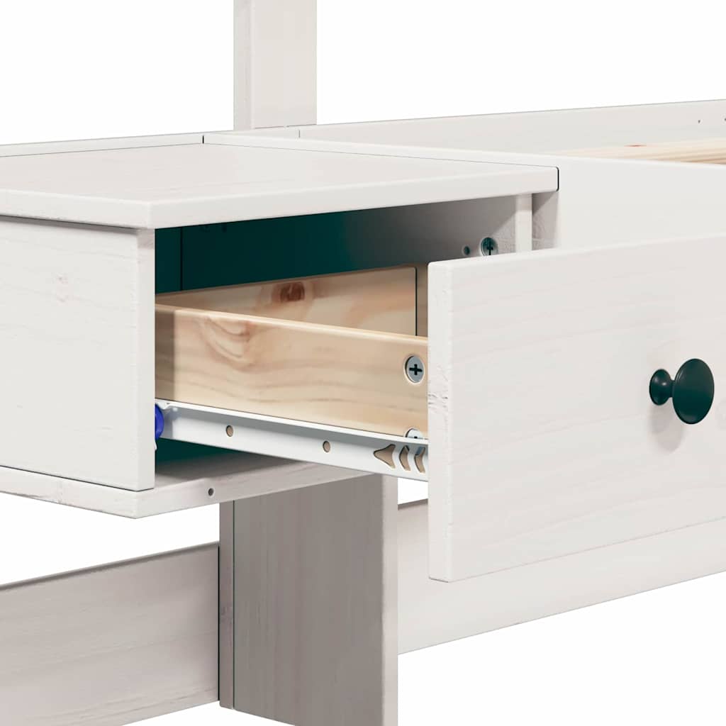 Σκελετός Κρεβατιού Λευκό 135 x 190 cm Στερεά ξυλεία πεύκου