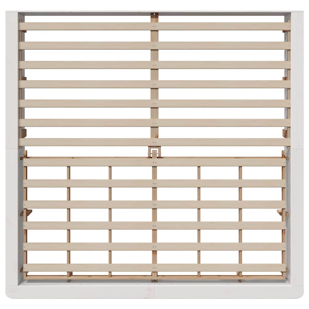 Σκελετός Κρεβατιού Λευκό 200 x 200 cm Στερεά ξυλεία πεύκου