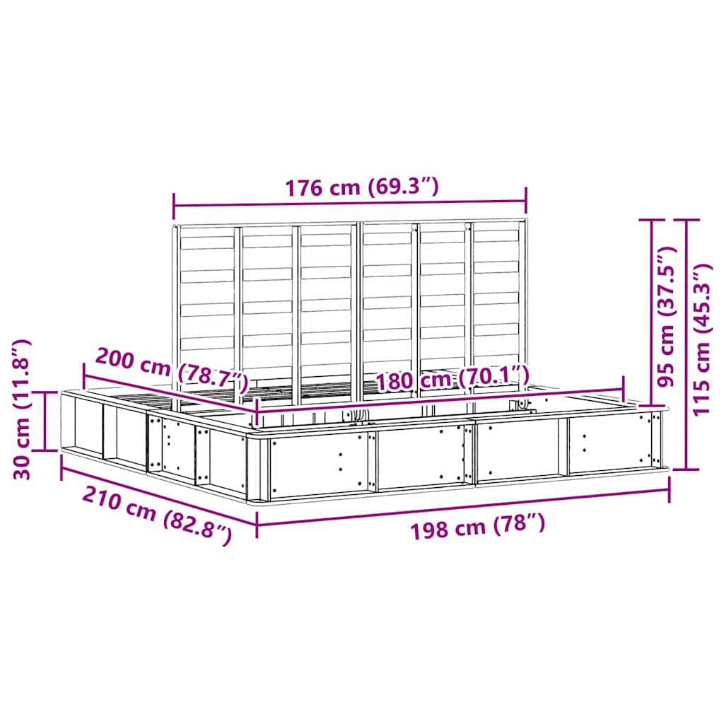 Σκελετός Κρεβατιού Καφέ 180 x 200 cm Στερεά ξυλεία πεύκου - Pakobazaar
