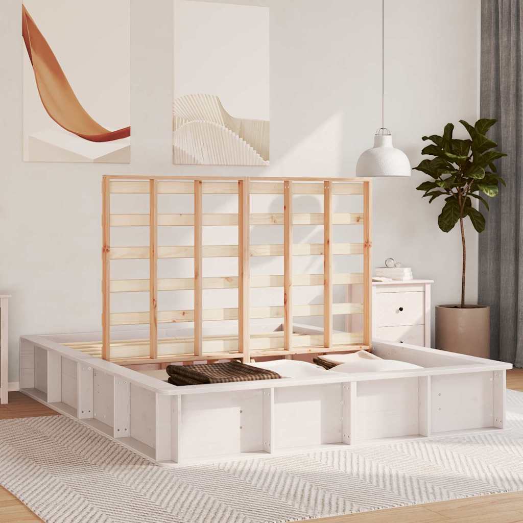 Σκελετός Κρεβατιού Λευκό 160 x 200 cm Στερεά ξυλεία πεύκου