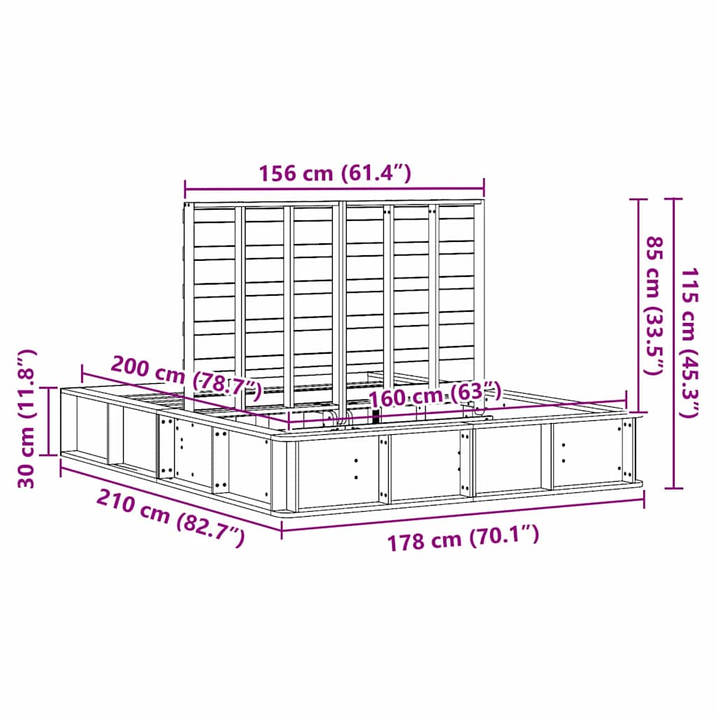 Σκελετός Κρεβατιού Λευκό 160 x 200 cm Στερεά ξυλεία πεύκου
