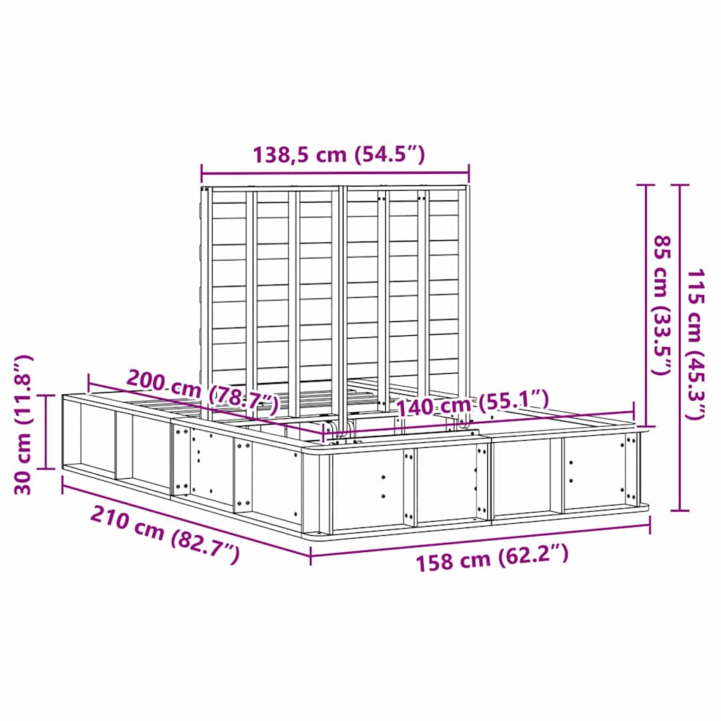 Σκελετός Κρεβατιού Κερωτό καφέ 140 x 200 cm