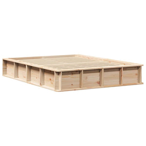 Σκελετός Κρεβατιού Καφέ 135 x 190 cm Στερεά ξυλεία πεύκου