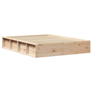 Σκελετός Κρεβατιού Καφέ 135 x 190 cm Στερεά ξυλεία πεύκου