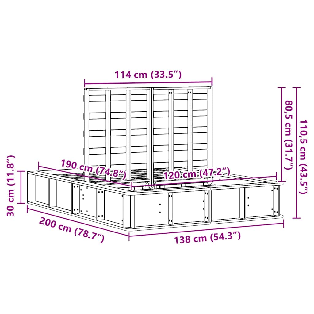 Σκελετός Κρεβατιού Καφέ 120 x 190 cm Στερεά ξυλεία πεύκου