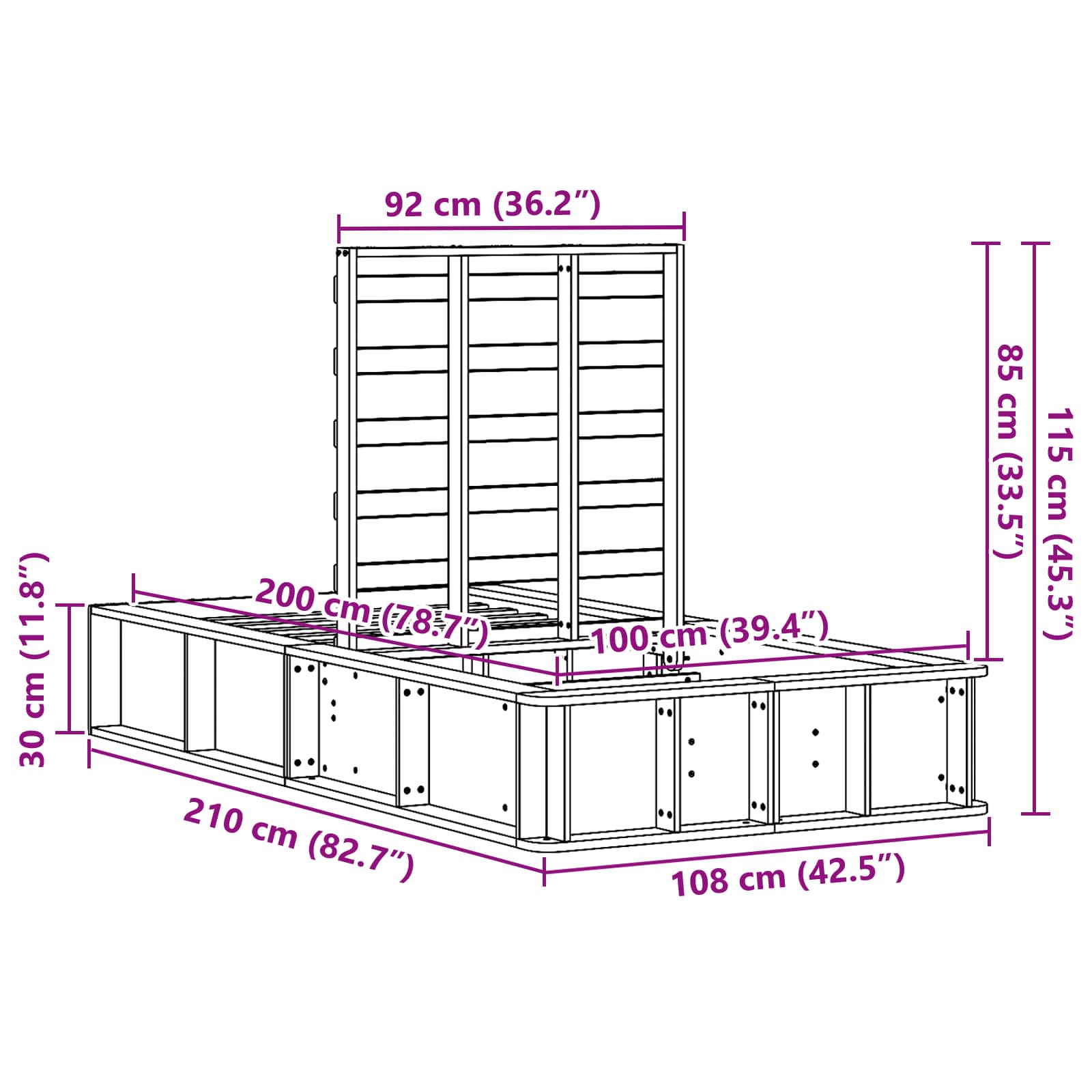 Σκελετός Κρεβατιού Λευκό 100 x 200 cm Στερεά ξυλεία πεύκου