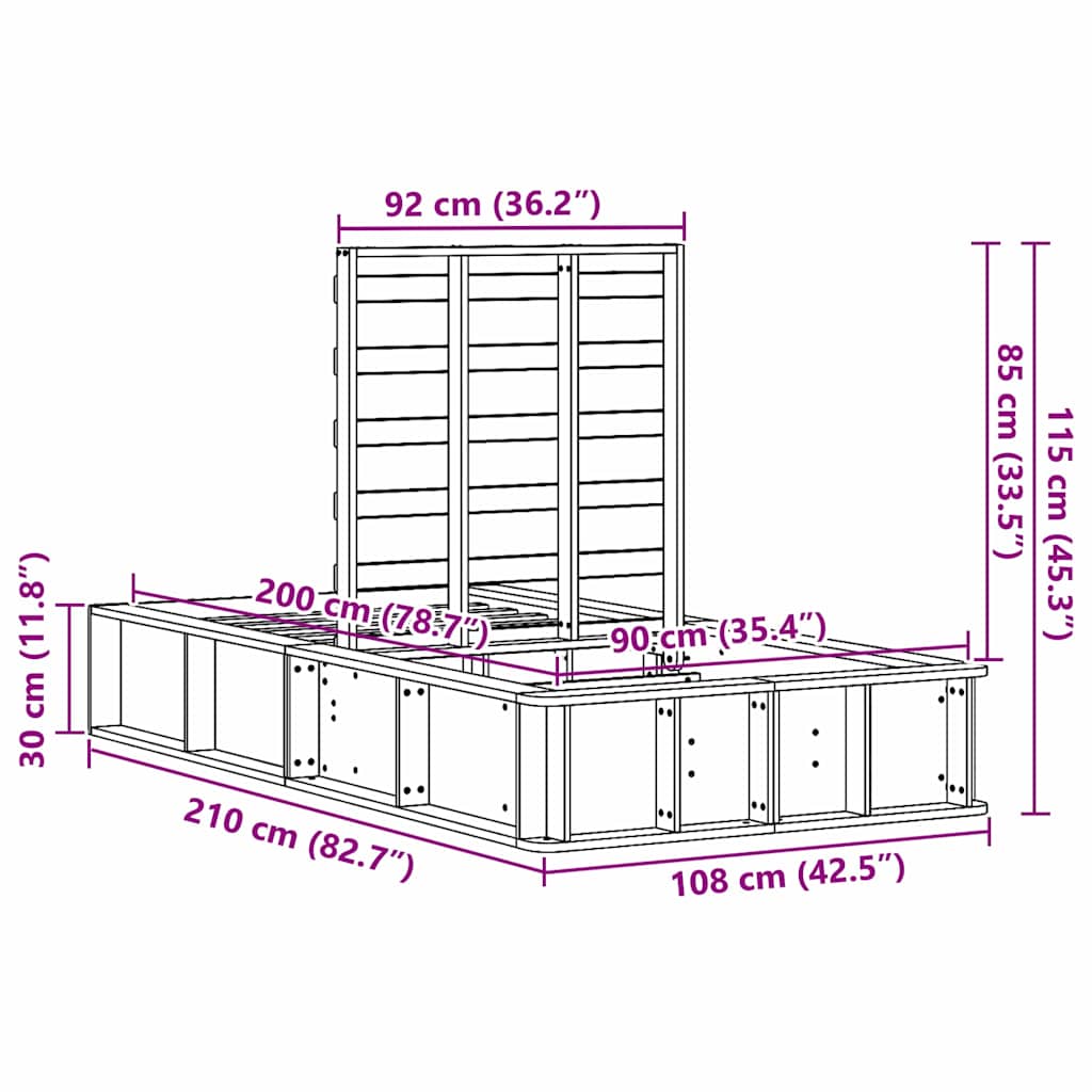 Σκελετός Κρεβατιού Κερωτό καφέ 90 x 200 cm Στερεά ξυλεία πεύκου