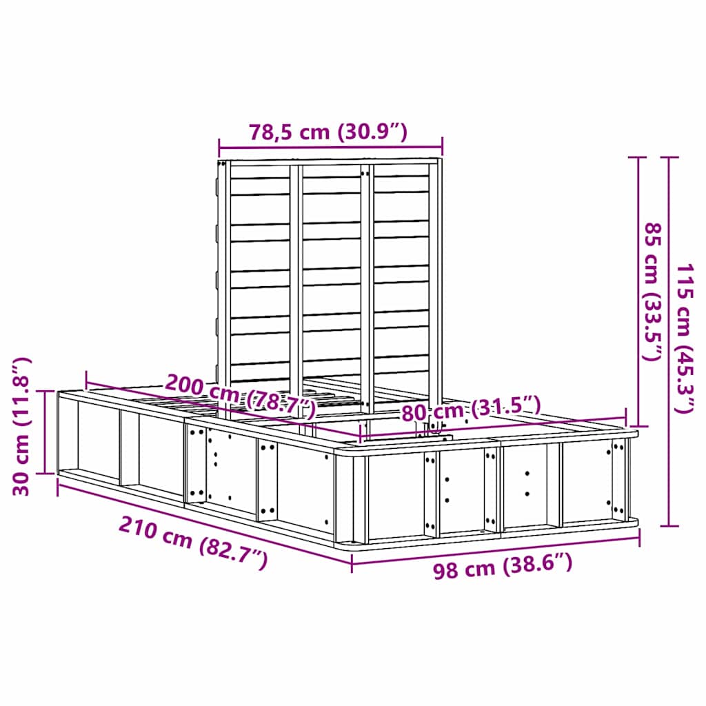 Σκελετός Κρεβατιού Λευκό 80 x 200 cm Στερεά ξυλεία πεύκου