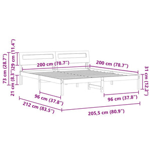 Σκελετός Κρεβατιού Λευκό 200 x 200 cm Στερεά ξυλεία πεύκου