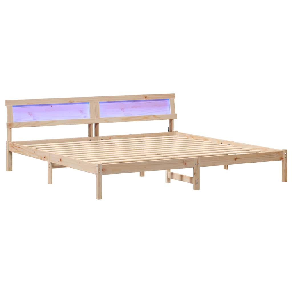 Σκελετός Κρεβατιού Καφέ 200 x 200 cm Μασίφ ξύλο πεύκου
