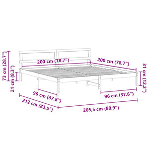 Σκελετός Κρεβατιού Λευκό 200 x 200 cm Στερεά ξυλεία πεύκου