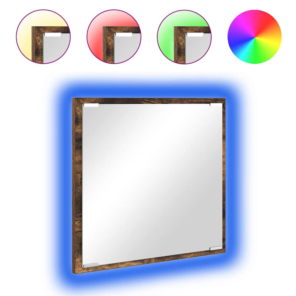 Καθρέφτης μπάνιου LED Επιτοίχιο Καπνιστό Δρύς 40 x 37 x 8.5 εκ. - Pakobazaar